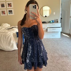 MAJORELLE midnight blue velvet Martha dress
